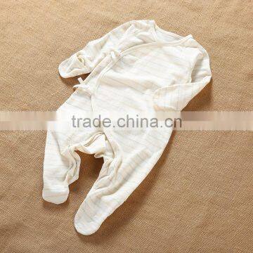 2017 Spring Long Sleeves Baby Infants Romper Stripe Pattern Natural Colored Cotton Bodysuit Jumpsuit Onesie Wear Clothes photo-3