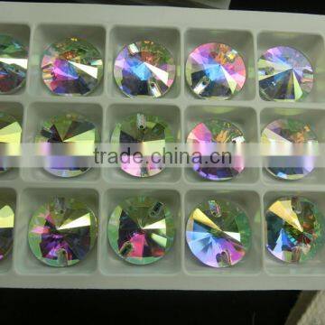AB Color Round Crystal Rivoli 8mm Sew on Rhinestones photo-3