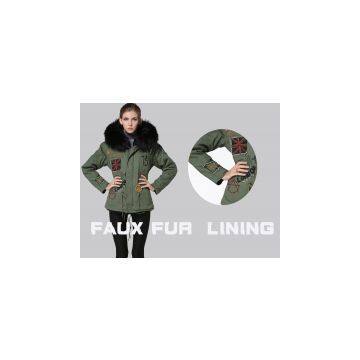 Winter Faux Fur Lined With Raccoon Fur Coat for Women
