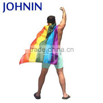 Hot sale cheapest price 120x80cm polyester rainbow flag cape