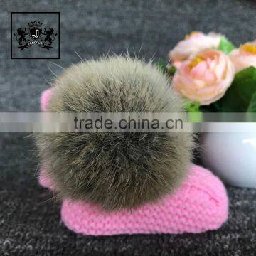 High Quality Dress Shoes Plush Baby Booties With Rabbit Fur Ball