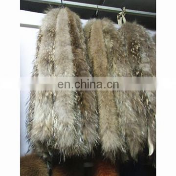 Super Quality Natural Splicing Raccoon Fur collar / real raccoon fur trims for women clothing