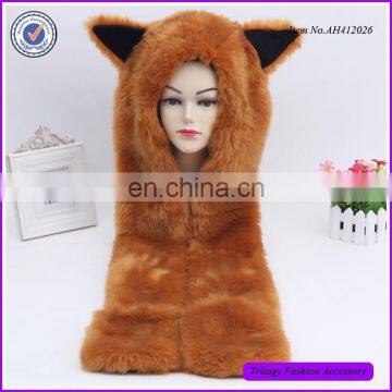 China Factory Custom Faux Fur Brown Bear Long Eared Animal Hats