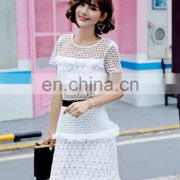 White Short Sleeve Lace Dress Thick Cheap Long Party Dress for Girls Wholesale Drposhipping photo-2