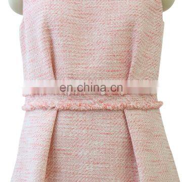 Fashion Sexy Pink Sleeveless Tweed Dress for Women photo-3