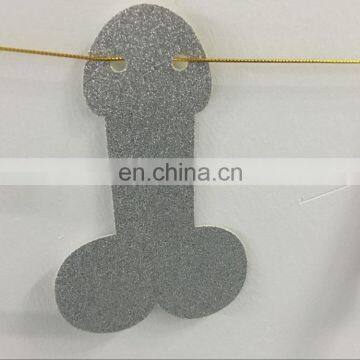 Bachelorette Party Bridal Shower Glitter Paper Hen Party Same Penis Forever Banner photo-4