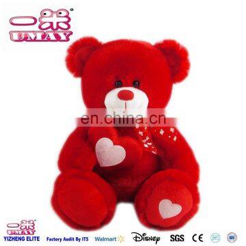 New arrived plush stuffed bear with red heart soft plush 0397