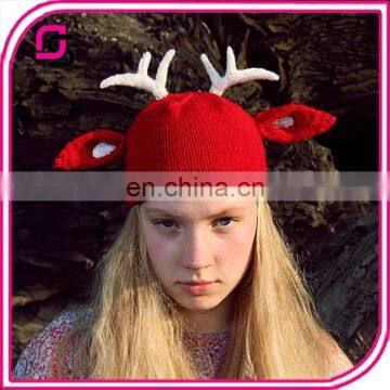 Wholesale high quality fashion antlers hat Christmas knit caps