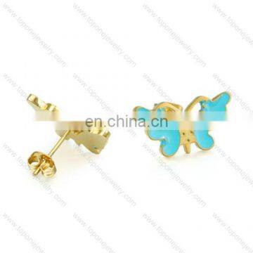 latest design of blue butterfly earring popular by women