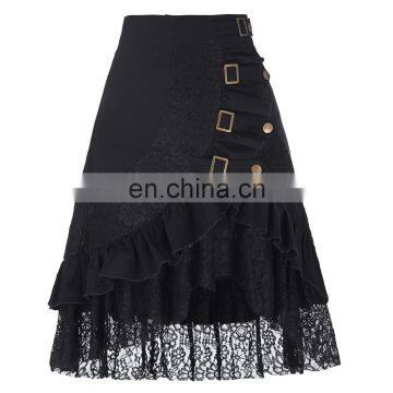 Belle Poque Vintage Women's Steampunk Gothic Clothing Gypsy Hippie High Stretchy Nylon-Cotton & Lace Skirts BP000205-1