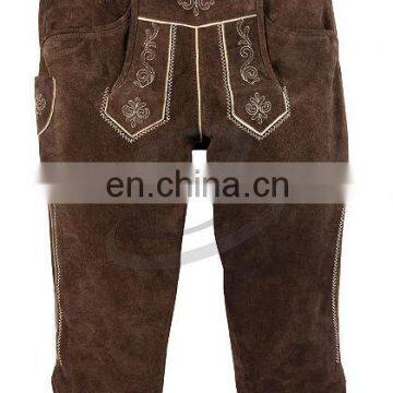 Authentic german bavarian lederhosen dark brown suede leather (Bavarian Clothing)