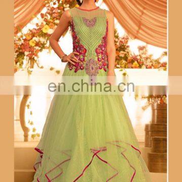 Embroidery Stone Work Green Gown