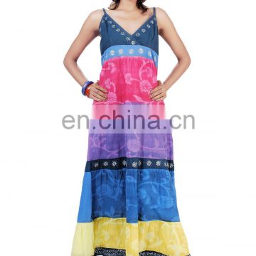 Cotton Hand Block Ladies Maxi dress