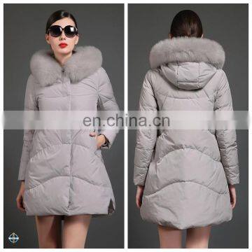 T-WJ506 China Factory 2017 Clothes Woman Fur Hooded Goose Down Jacket