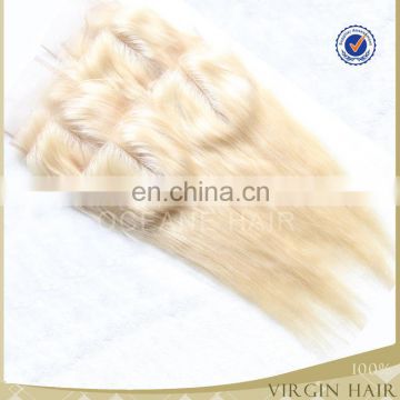 Hot sale!!!6A grade factory price wholesale unprocessed remy three part brazilian hair blonde hair closure piece