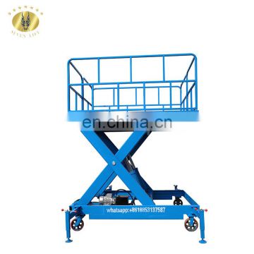 7LSJY Shandong SevenLift 2tons mobile manual hydraulic one man scissor pneumatic tire inclined platform lifts