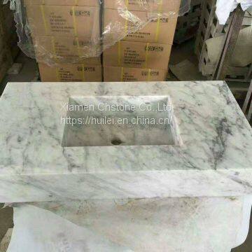 Carrara White Marble Pedestal Sinks,White Marble Wash Basins, Nature Stone Bathroom Sinks