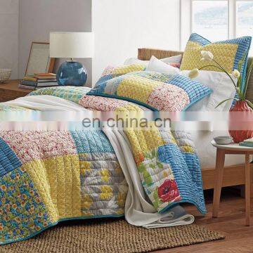 Soft Bright Reactive Printing 100% Cotton King 3pcs Bedspread Patchwork Handmade Quilt photo-2