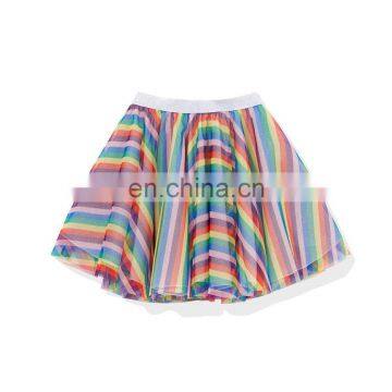 2020 Spring Summer bubble Stripe Rainbow Girls Skirts Mesh Kids Fashion Skirts