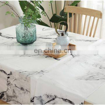Custom Marble Printed Waterproof Linen Ruffled Party Dinner Table Cloth Tablecloths photo-5