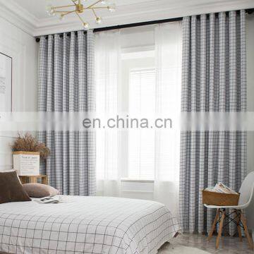 Wholesale Cheap Black White Checked Printing Polyester Sound Proof Shading Blackout Blind Readymade Window Curtain photo-2