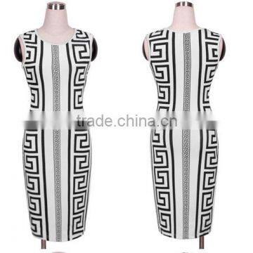 Walson Instyles Retro Round Neck Sleeveless Evening Dress Bodycone Printed Pencil Dress Pin up photo-3