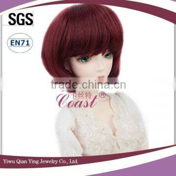 Short Cheap Cute Bob Cut Burgundy Doll Wig photo-2