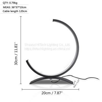 Table Lamp Led Dimmable Design Table Lamp C Shape Black Decorative Lamps Bedside Lamp For Bedroom Romantic Night Lights 9W photo-2