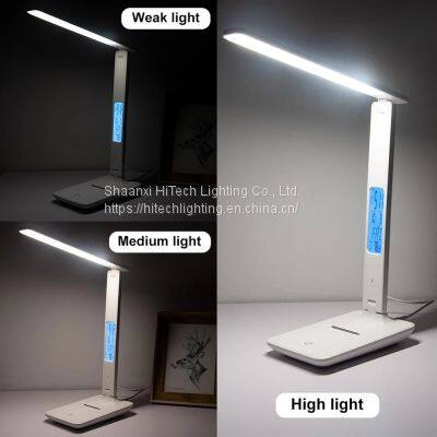 5W/10W LED Table Lamp For Study Reading Touch Switch Desk Lamps With Calendar Temperature Alarm Clock Rechargeable Reading Light photo-2