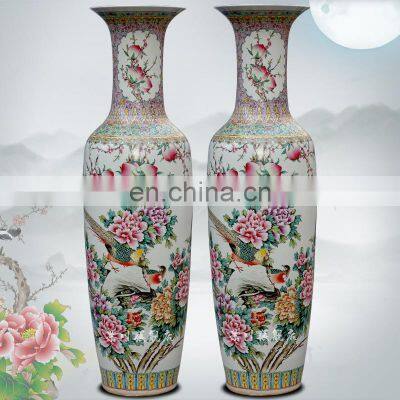 Famille rose Ceramic Large Floor Standing Vases For Retail And Wholesale