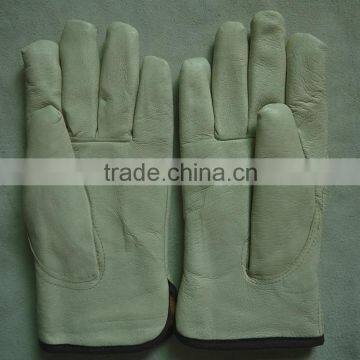 10"AB grade piggrain leather warm car driving gloves /safety gloves for driving with full linning