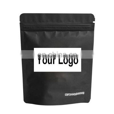 compound pocket matte custom design logo food stand up pouch plastic zipper bag black packaging bags