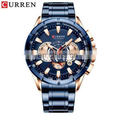 CURREN 8363 Men Quartz Watch With Logo Stainless Steel Japan Quartz Chronograph Business Men Wrist Watches