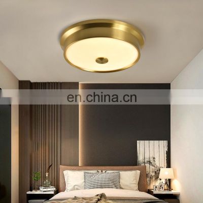 HUAYI Cheap Price Nordic 24w Glass Copper Hotel House Lighting Modern LED Ceiling Lamp