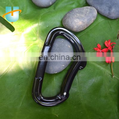 Custom logo black gold D Shape ring  solid-locking Mountain Climbing 22KN Aluminum Carabiner Hook