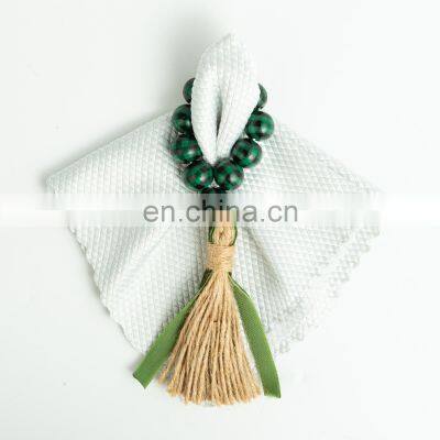 Wholesale Home Accessories Table Decoration Wood Beads Napkin Rings Tassel Macrame Napkin Ring photo-3