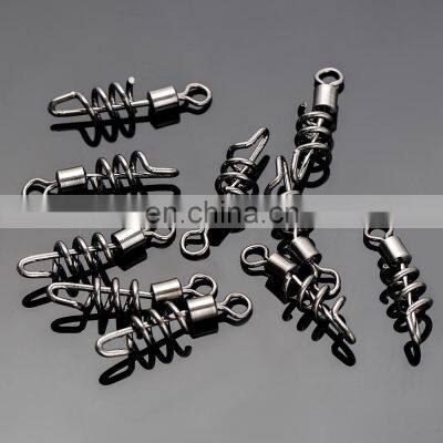 JOHNCOO Stainless Steel Fishing Corkscrew Swivel Snap Fishing Swivel With Screwed Snap Swirl Clip Corkscrew Link photo-5