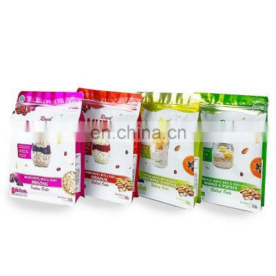 Custom Mixed Fruit Nut Oatmeal 500g Breakfast Healthy Food Grade Zipper Block Bottom Dried Fruit Package Stand Up Pouch