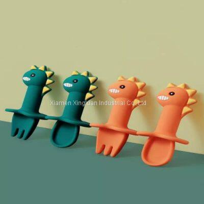 Children's Spork Learning Spoon Silica Gel Baby Newborn Baby Auxiliary Food Licking Spoon photo-2