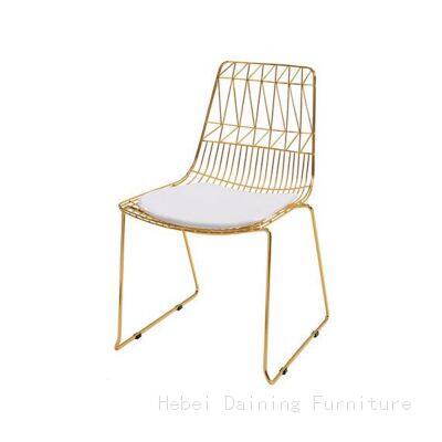 Short Back Hollow Iron Wire Dining Chair DC-W11