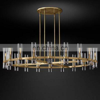 Custom design living room hotel wedding  high ceiling glass pendant lights lighting luxury modern   RAVELLE Round chandelier