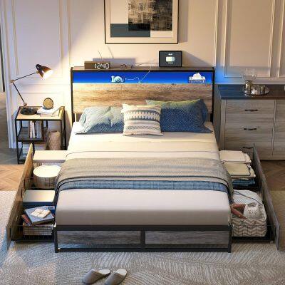 Iron multi-functional bed frame