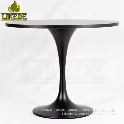 Newest Stainless Steel Tulip Table Leg Saarinen Table Base With Black Iron Heavy Duty Marble Tabletop for Workshops photo-2