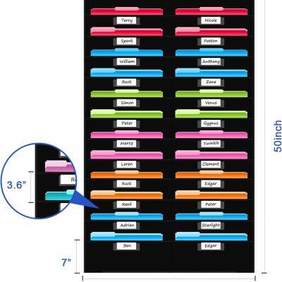 24 Pocket Storage Chart With Nametag Pockets, Hanging Wall File Organizer for Classroom and Office, Black photo-3