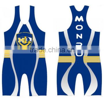 Men's Custom dark blue color wrestling wear