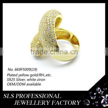 SLS Jewelry Different Design Ring Jewelry in 925 Silver Yellow Gold Plated White Zircon Rings for Ladies photo-5