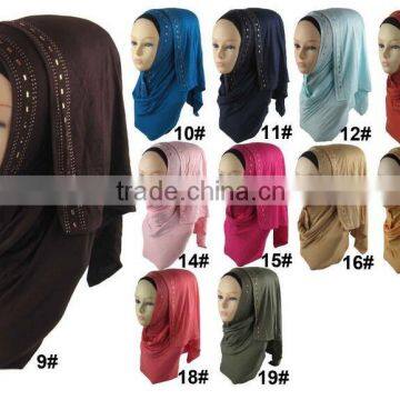 New Style Rhinestone Beaded Fashion Jersey Instant Hijab                        
                                                Quality Choice