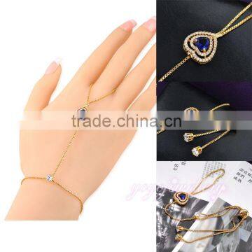 Lover's jewelry heart gold crystal palm fancy chain bracelet for girls