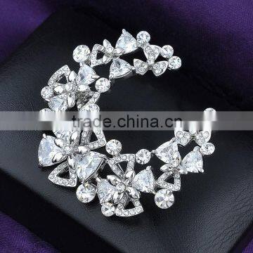 Elegant white gold plated crystal wedding bridal brooch