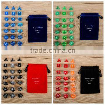 children gifts 21pcs Polyhedral Dice Set with flannelette bag/Education Math Dice/Children Dice Toys